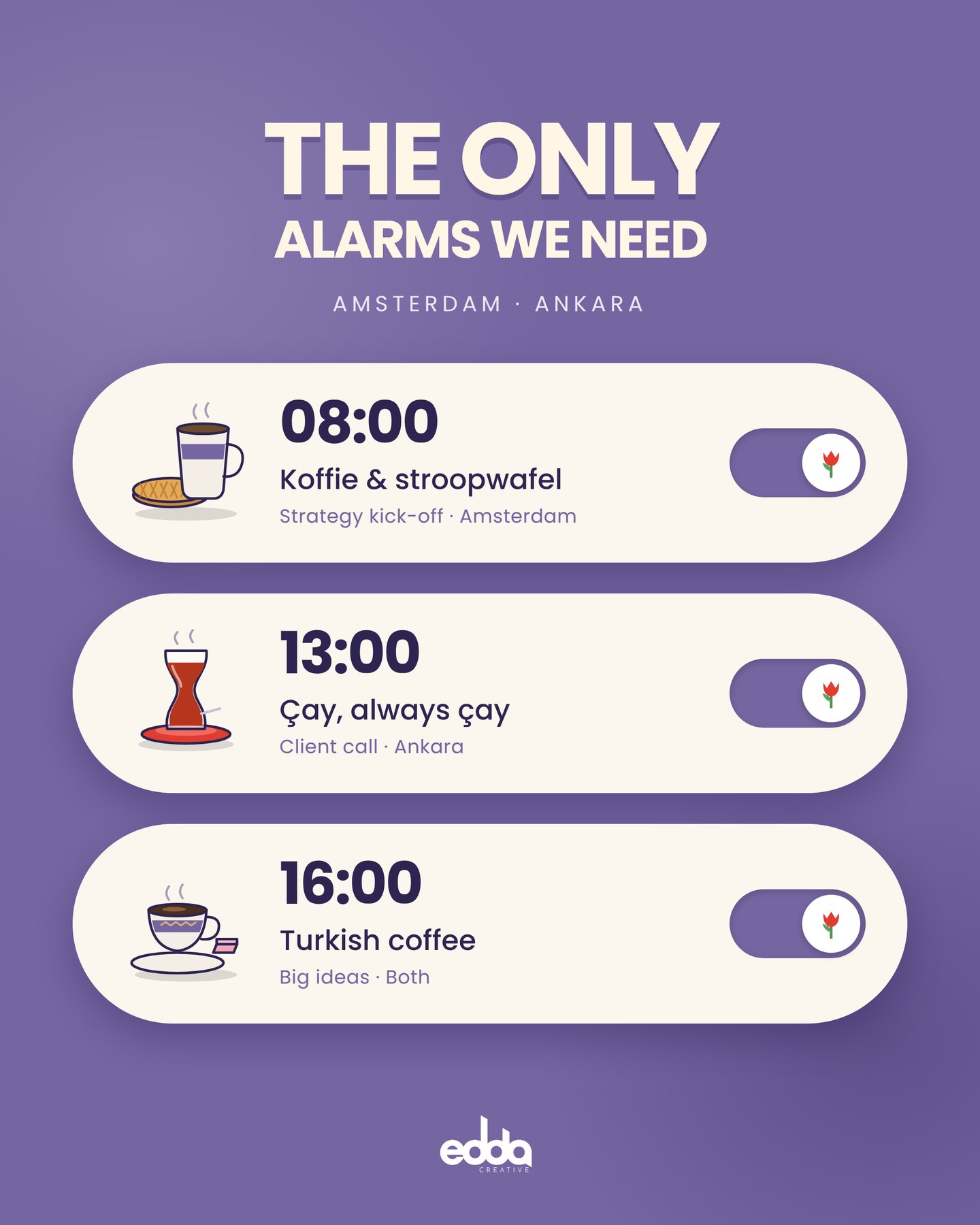 The only alarms we need – Edda Creative Amsterdam · Ankara: koffie & stroopwafel, çay, Turkish coffee