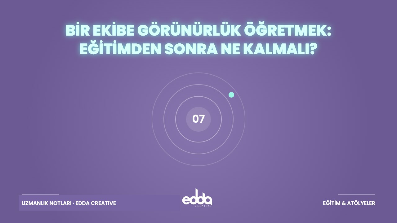Bir Ekibe Görünürlük Öğretmek: Eğitimden Sonra Ne Kalmalı?