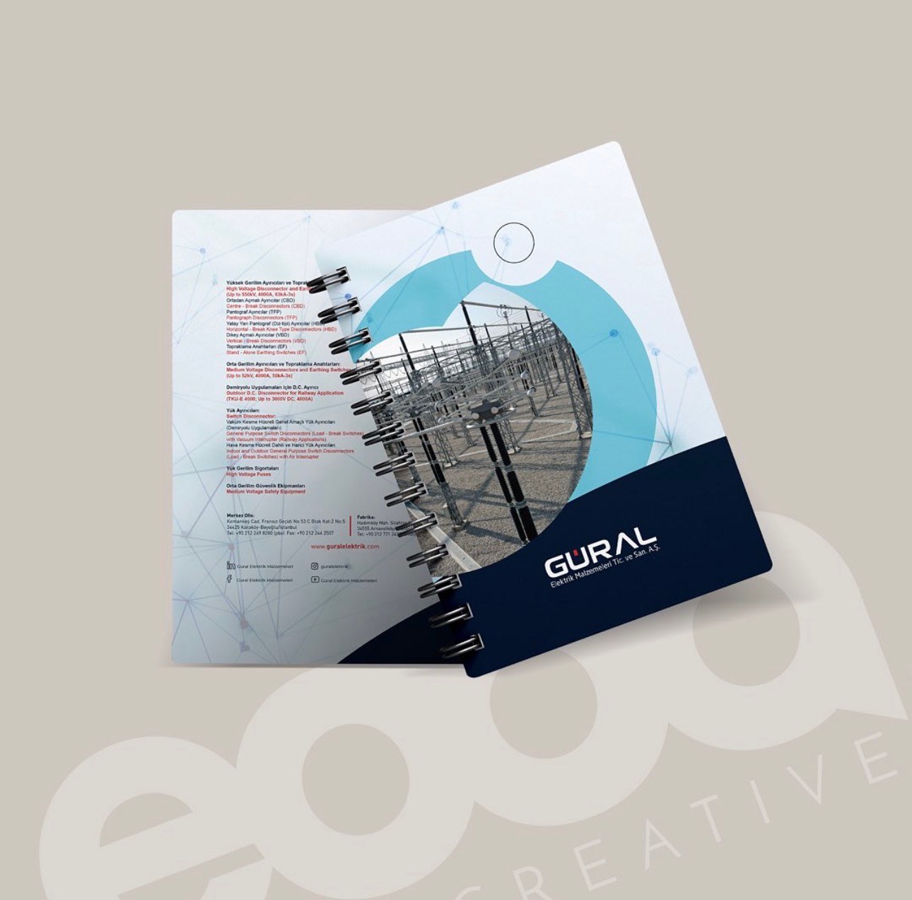 Güral Elektrik katalog ve spiralli defter tasarımı
